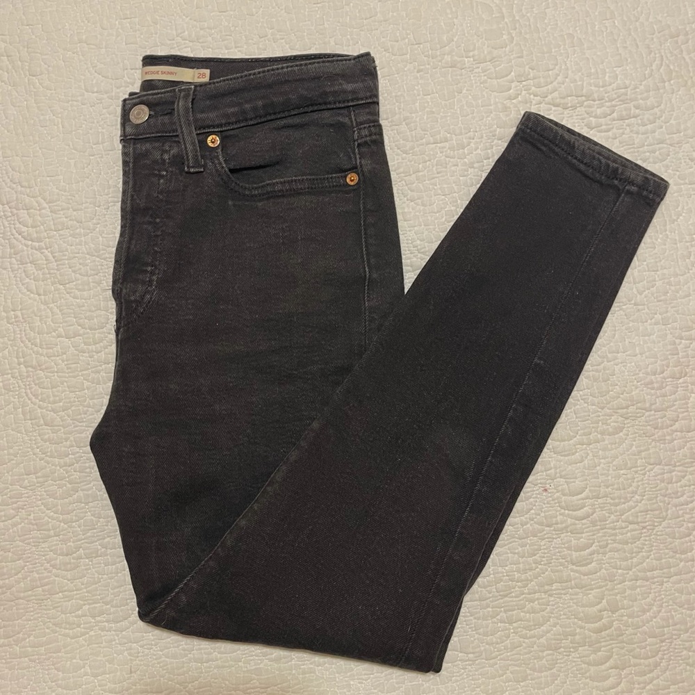 High Rise Wedge Skinny Jeans